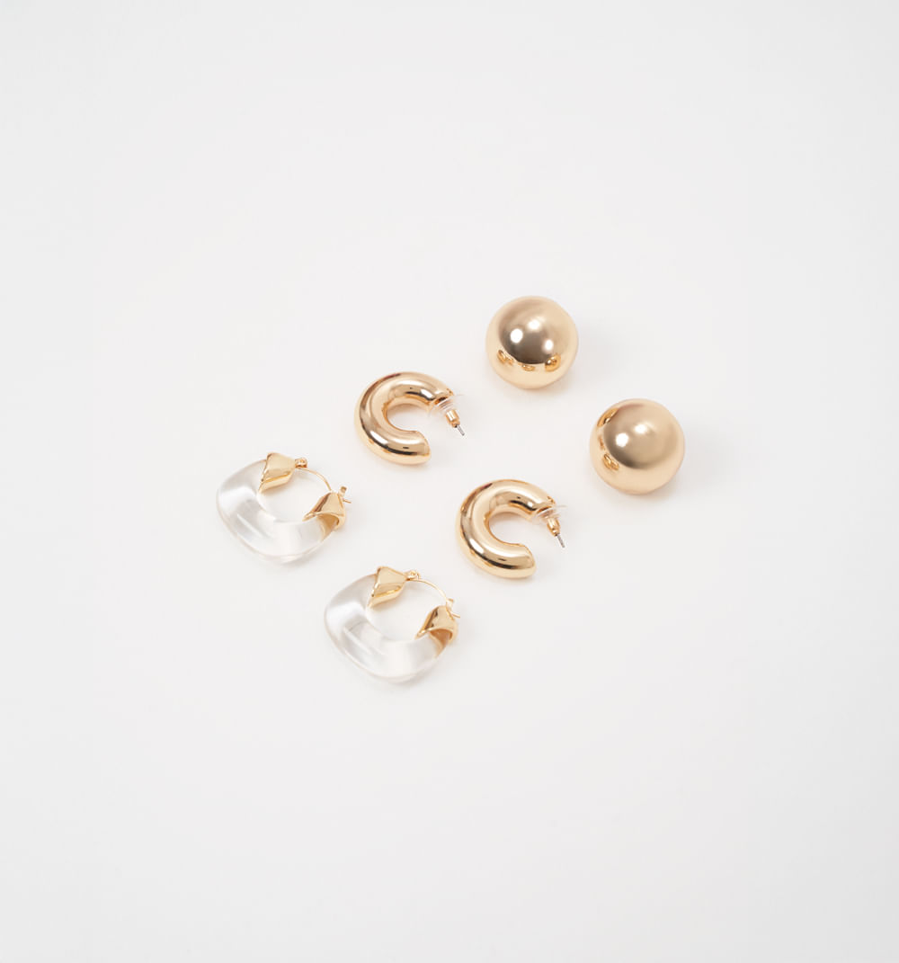 Aretes chunky transparencia set x 3