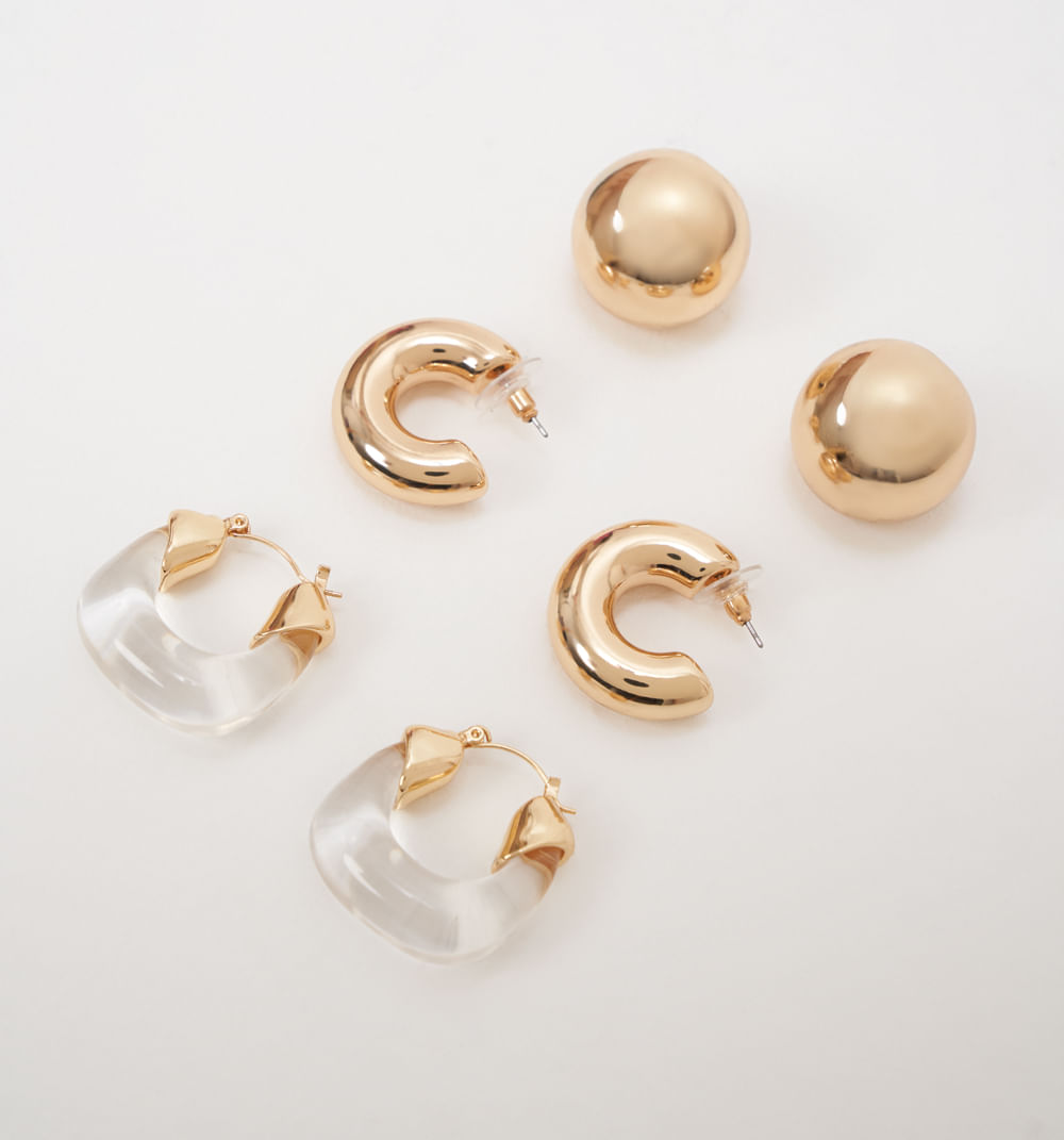 Aretes chunky transparencia set x 3