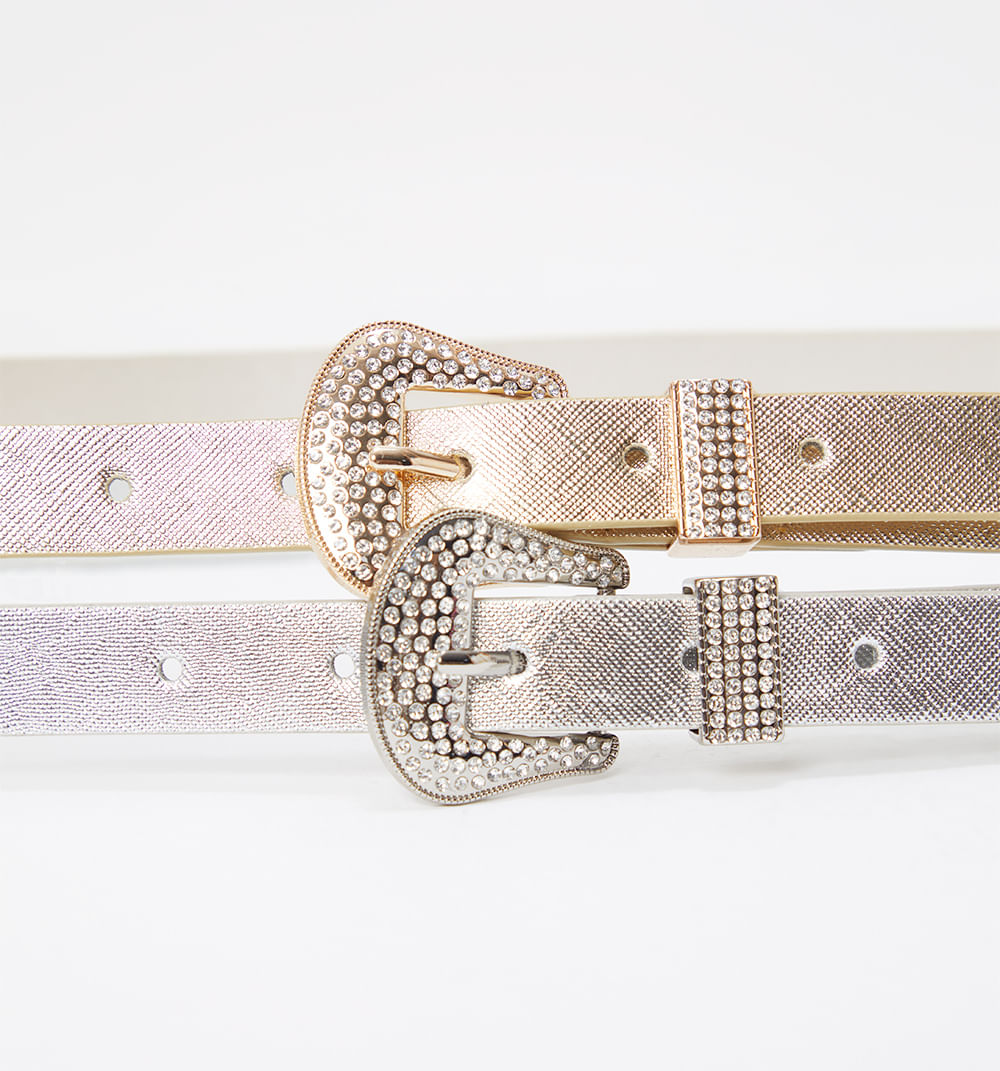 Correa hebilla con cristales set x2