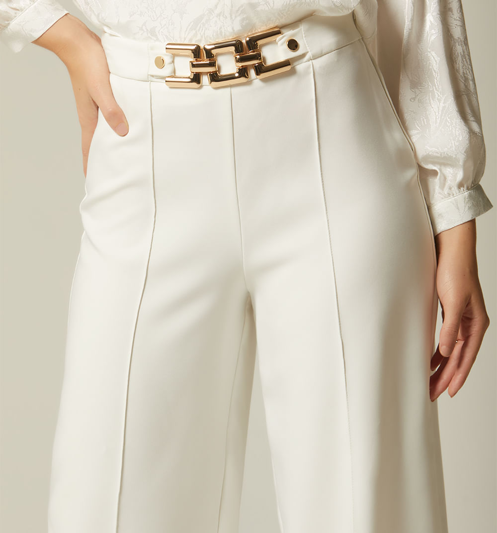 Pantalon palazo tiro alto con herraje