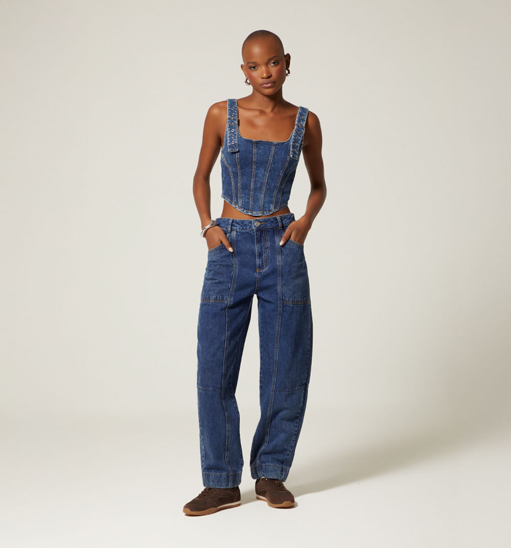 Blusa cortes tiras con hebilla y ojaletes