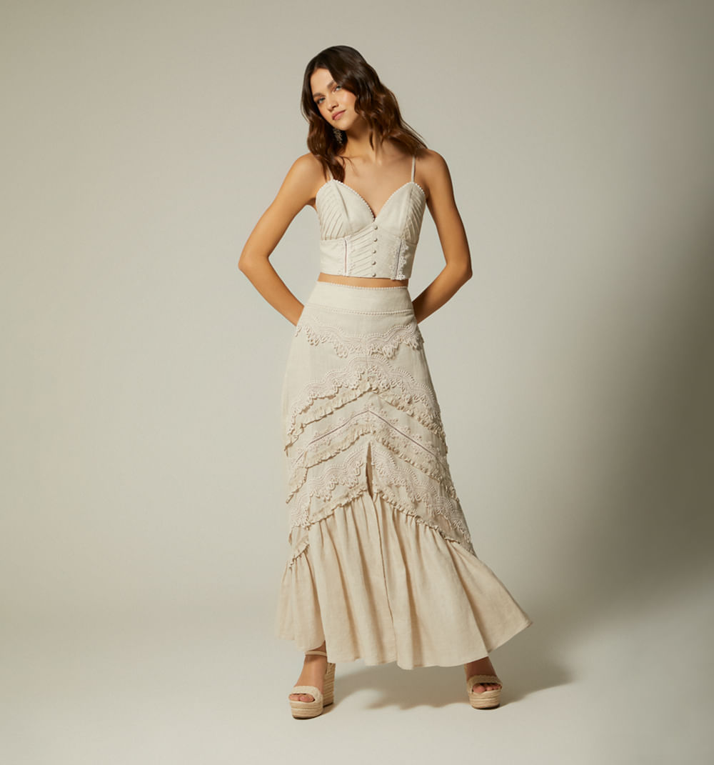 Falda larga con alforzas