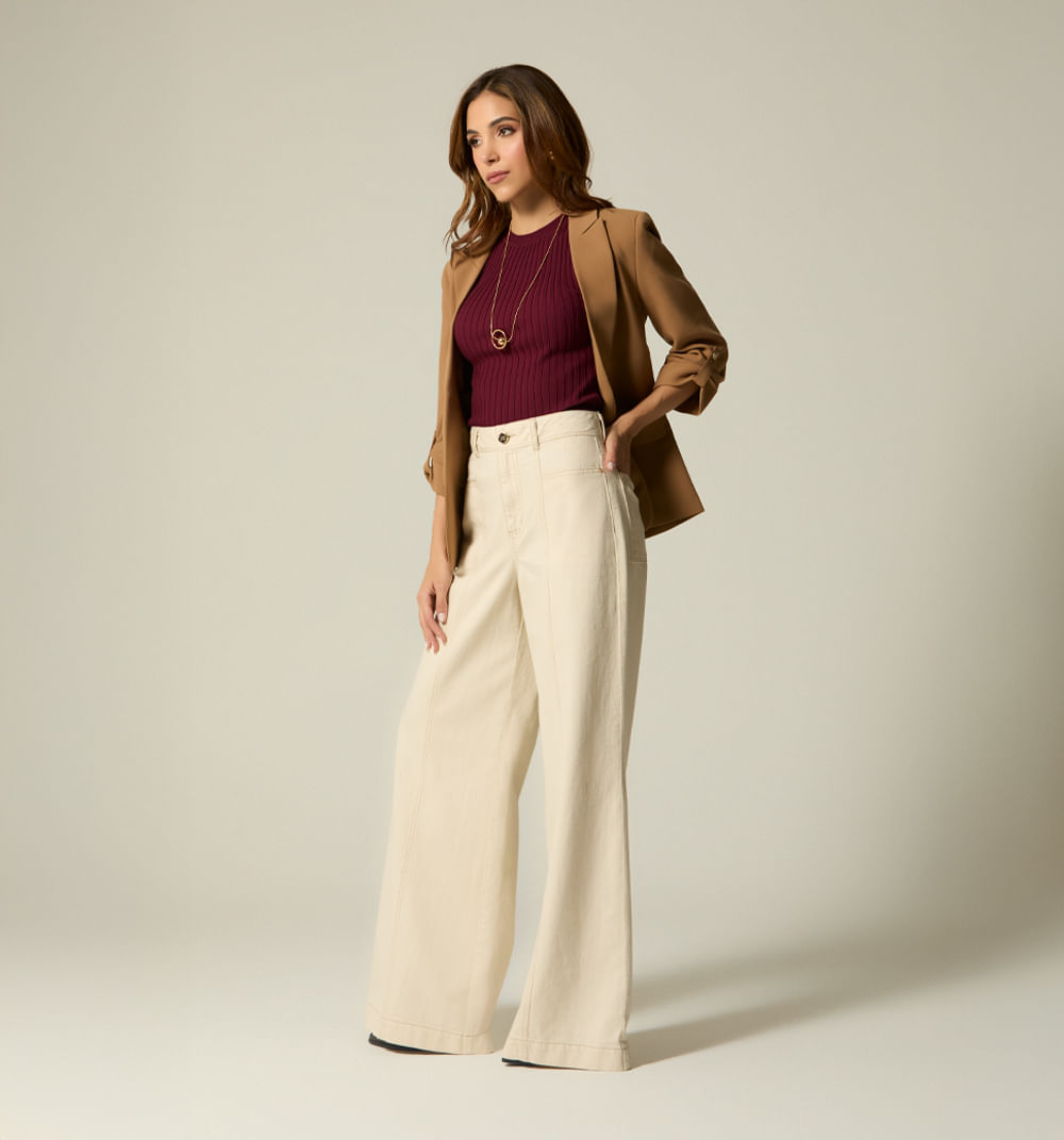 Jean palazo tiro super alto con cortes