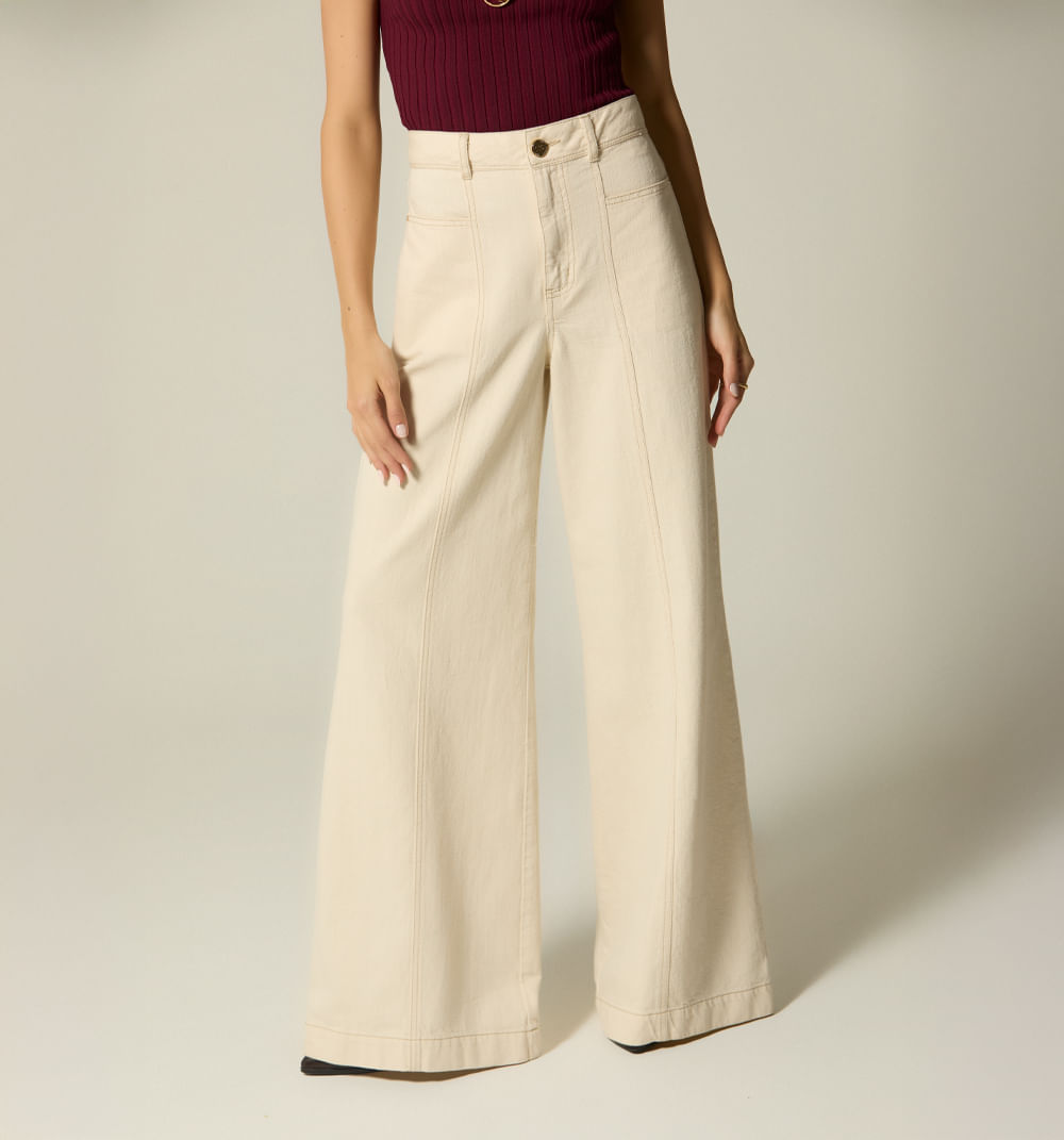 Jean palazo tiro super alto con cortes