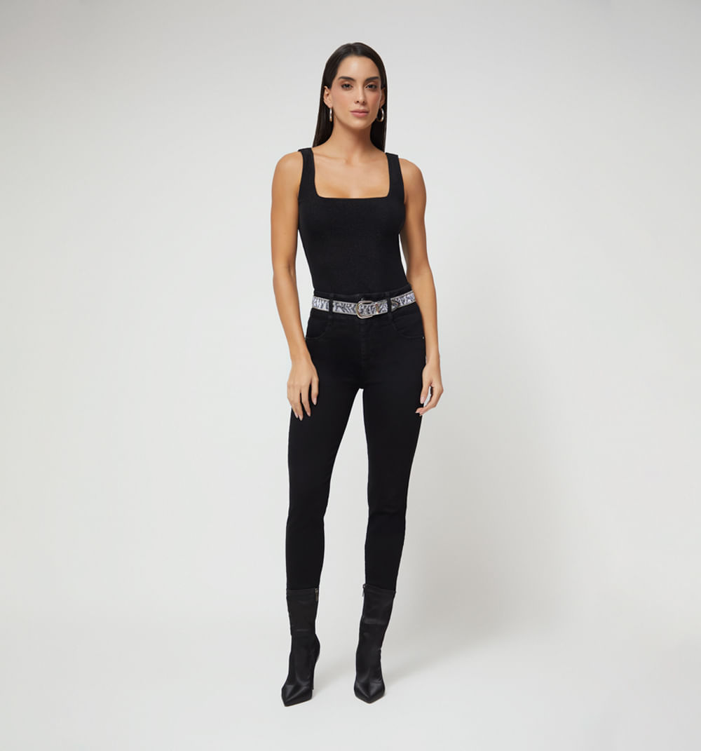 Jean ultraslim tiro super alto ribete