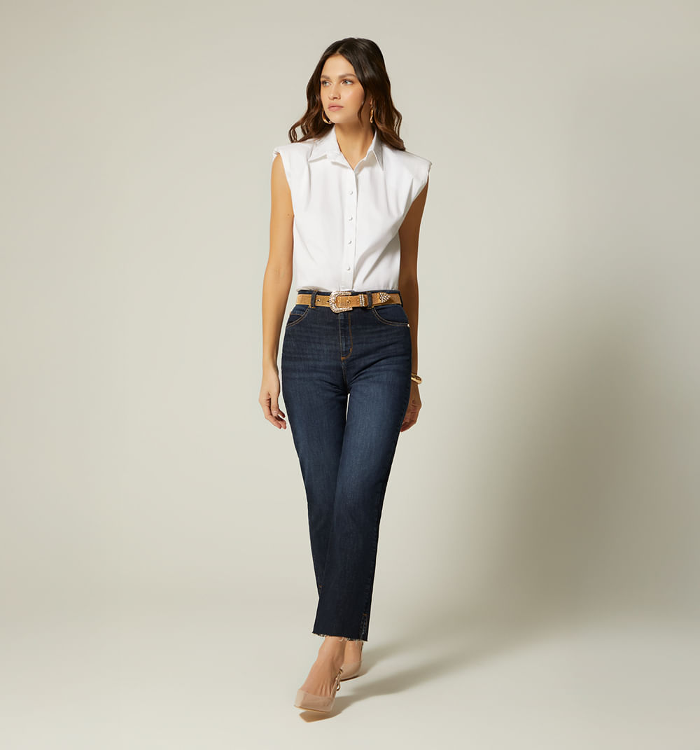 Jean skinny cropped ruedo rustico