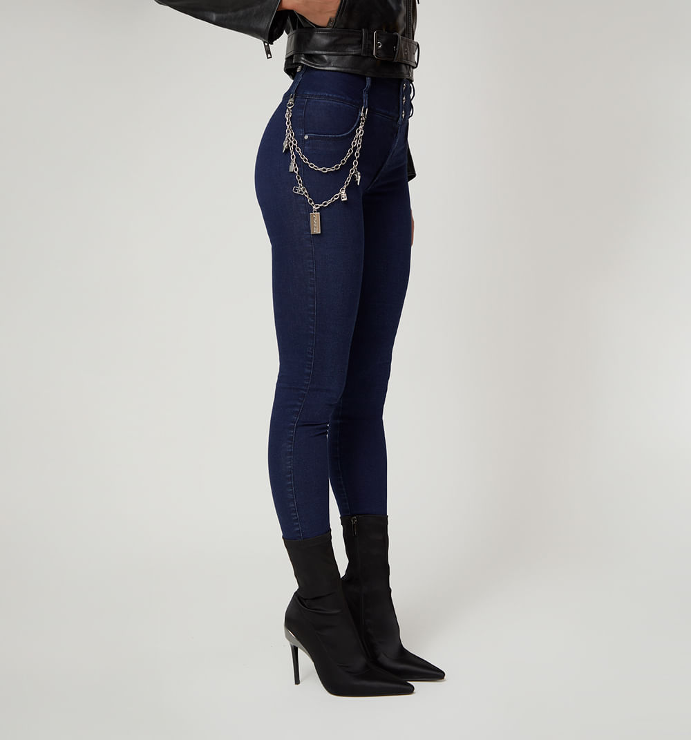 Jean ultraslim tiro alto correa cadena