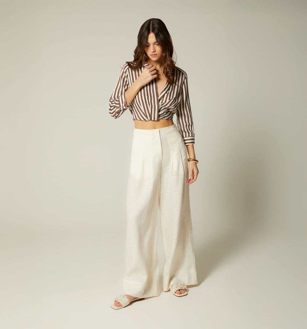 Blusa  manga 3/4  frente entrelazado