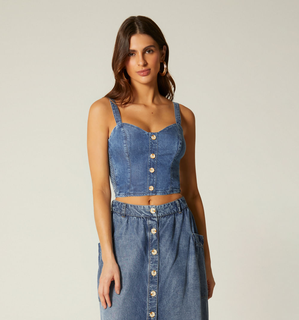 Blusa tiras con ruchado en costado