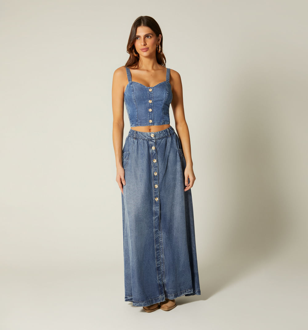 Falda larga con bolsillos parche grandes