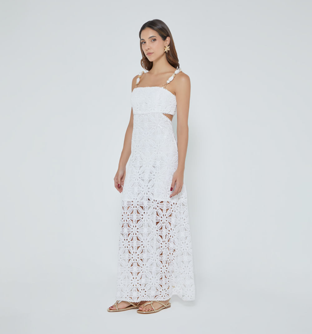 Vestido largo de tiras con insumos