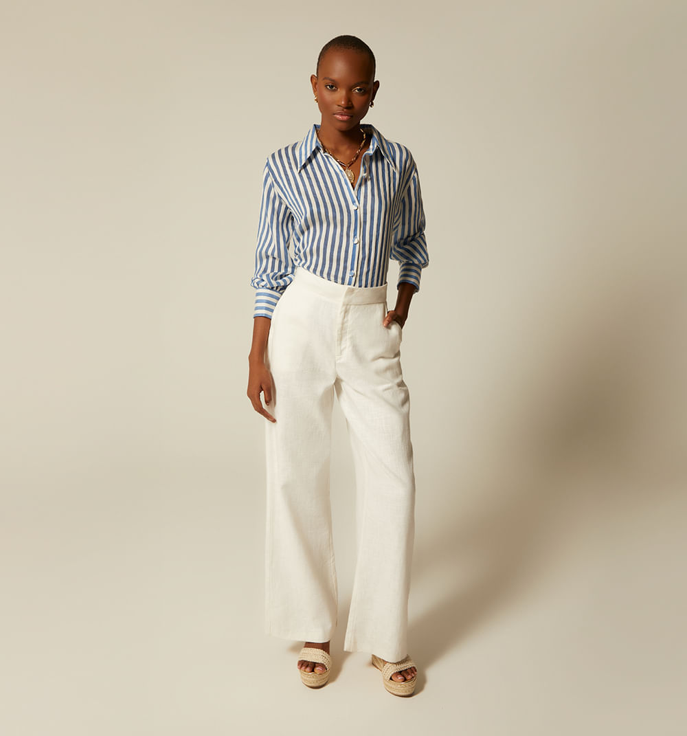 Blusa camisera manga larga de rayas