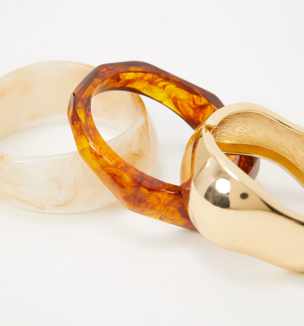 Brazalete resina y metal setx3