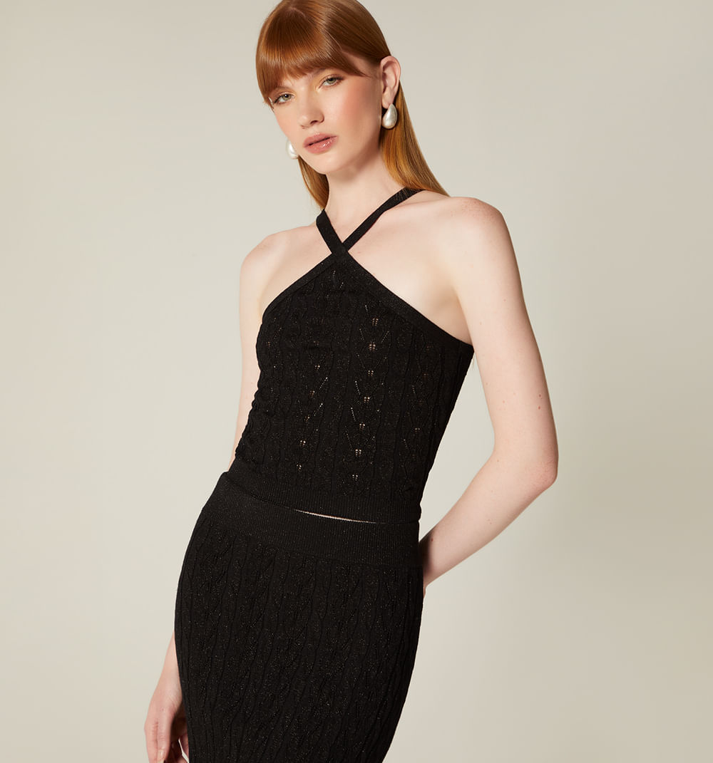 Blusa crop  tejidacon lurex