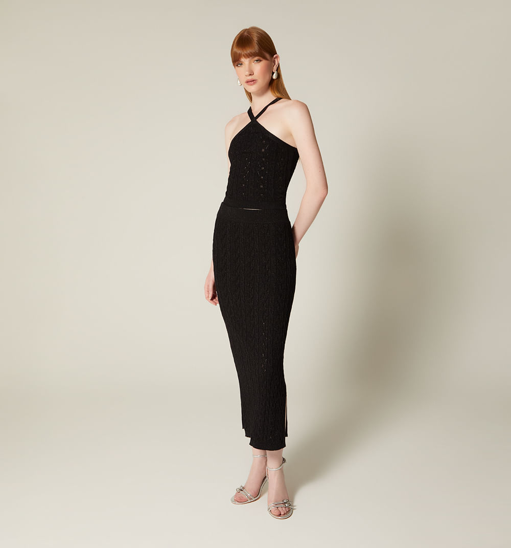 Blusa crop  tejidacon lurex