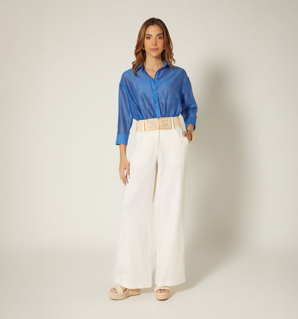 Pantalon palazzo con correa