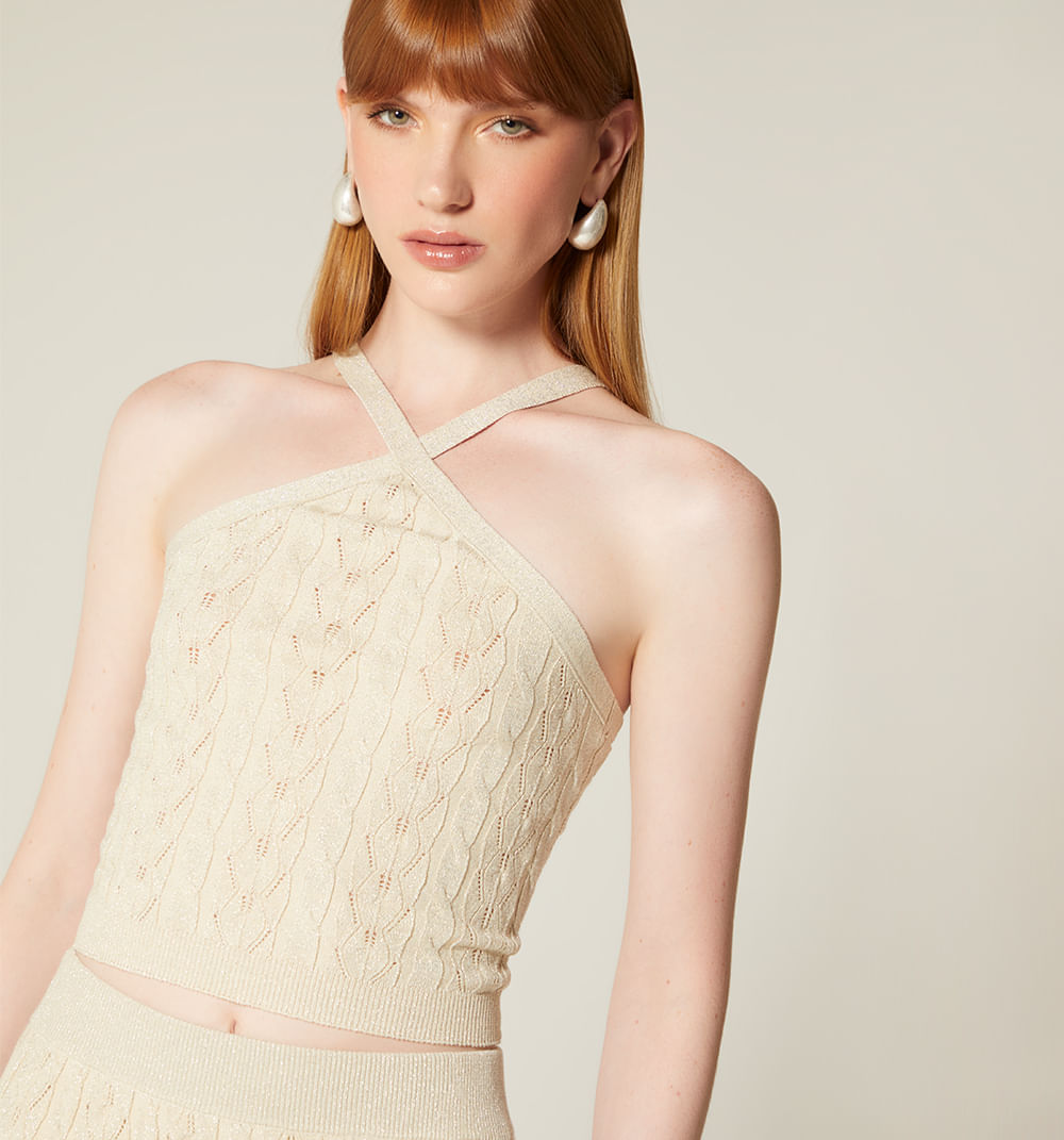 Blusa crop  tejidacon lurex