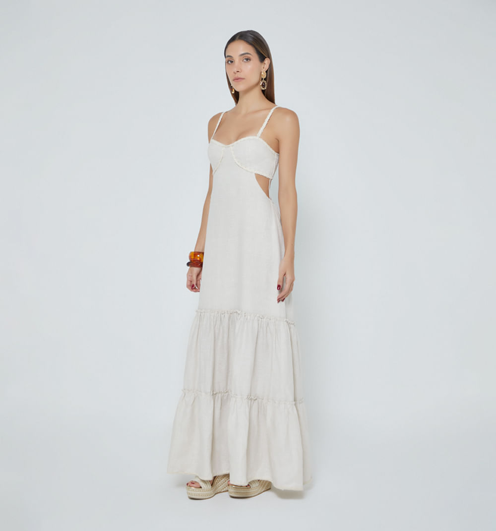 Vestido largo tiras espalda enresortada