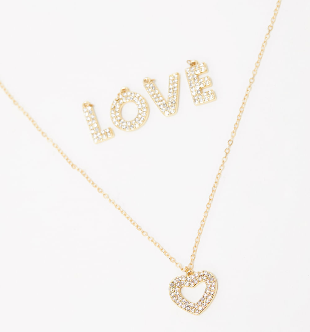 Collar dijes love baño de oro