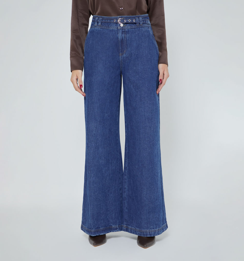 Jean recto alto correa en la misma tela